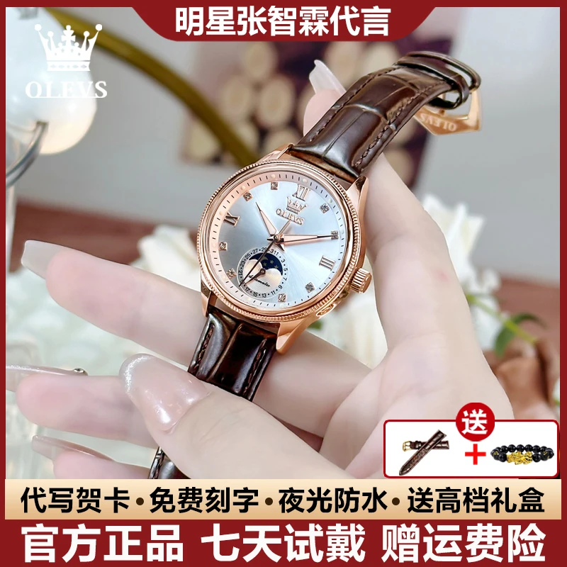 瑞士认证时尚精致女士手表典雅夜光全自动机械表镶钻防水简约潮流