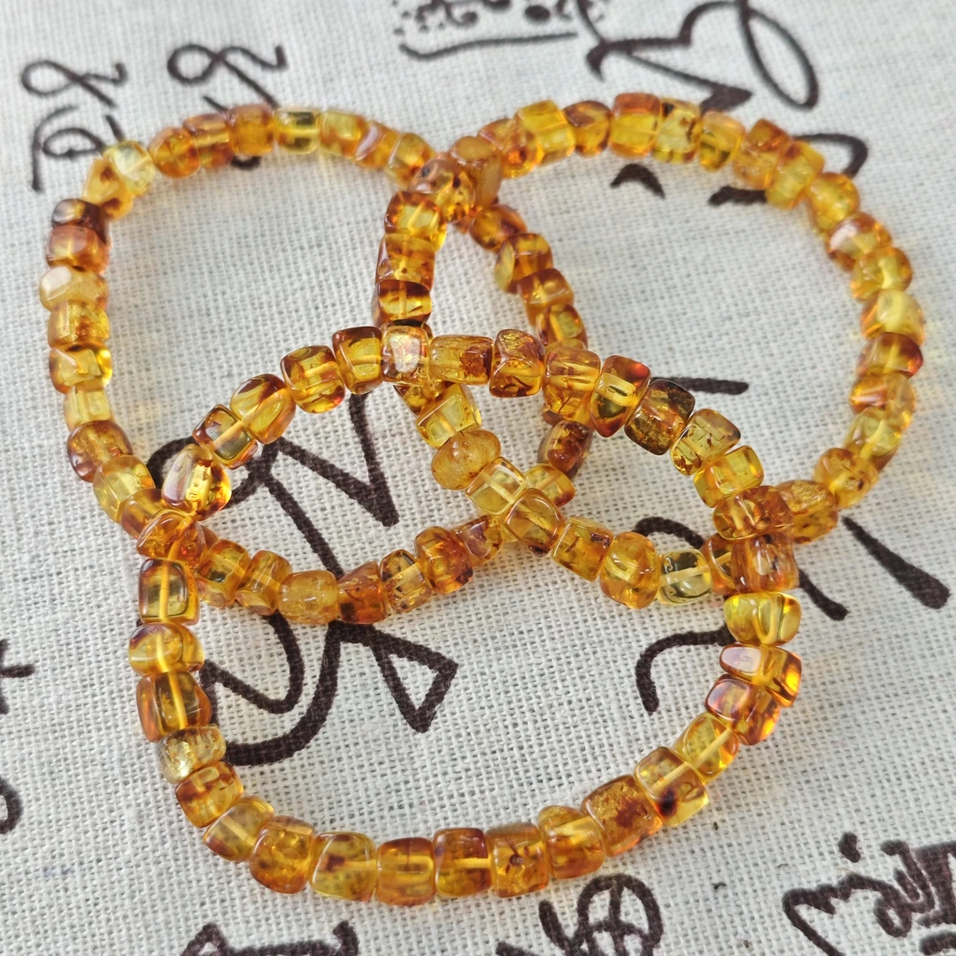 【书记甄选】天然花珀方糖随型单圈手链 多样性发一件 CC4947