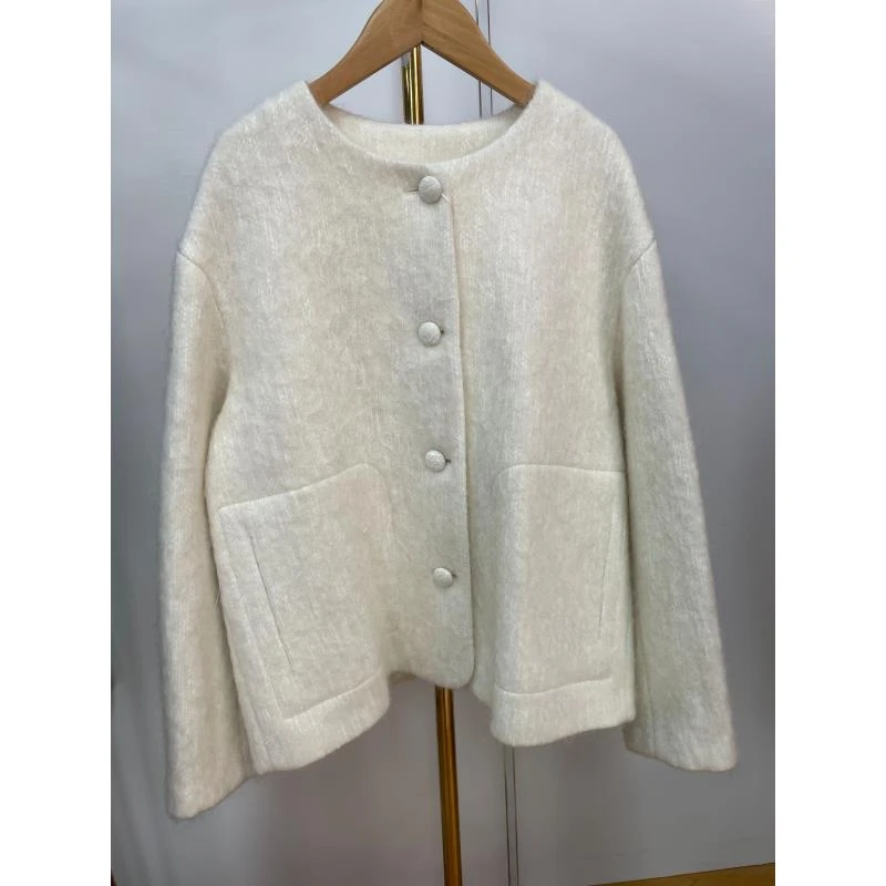 新款休闲毛衣小香风气质长袖短款时尚复古翻领秋冬百搭4083