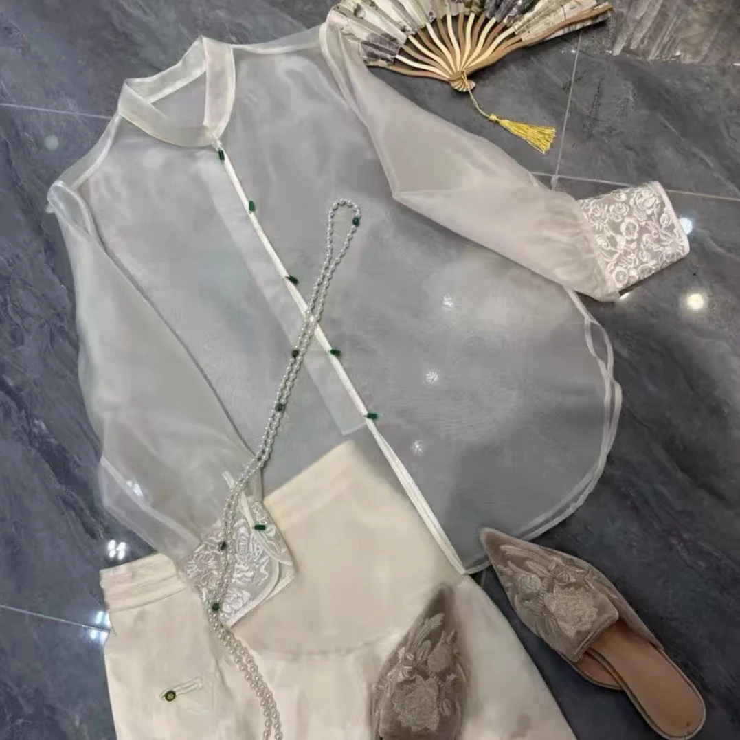 短外套夏季网红气质衬衫新中式春季休闲百搭时尚衬衫上衣2401