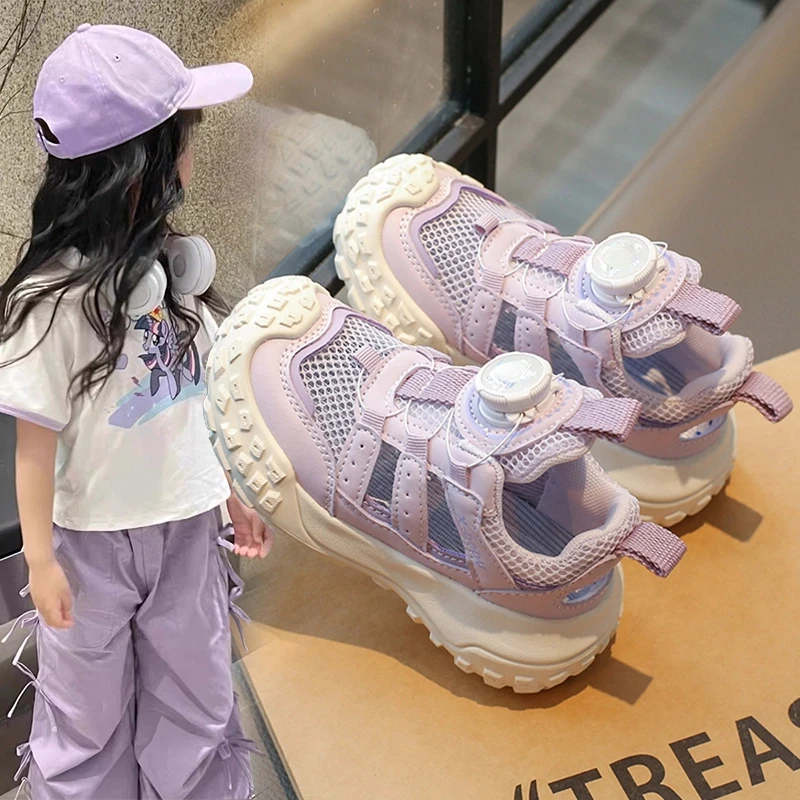 ABC女童鞋子夏款2025儿童镂空运动凉鞋男童休闲鞋网面透气运动鞋