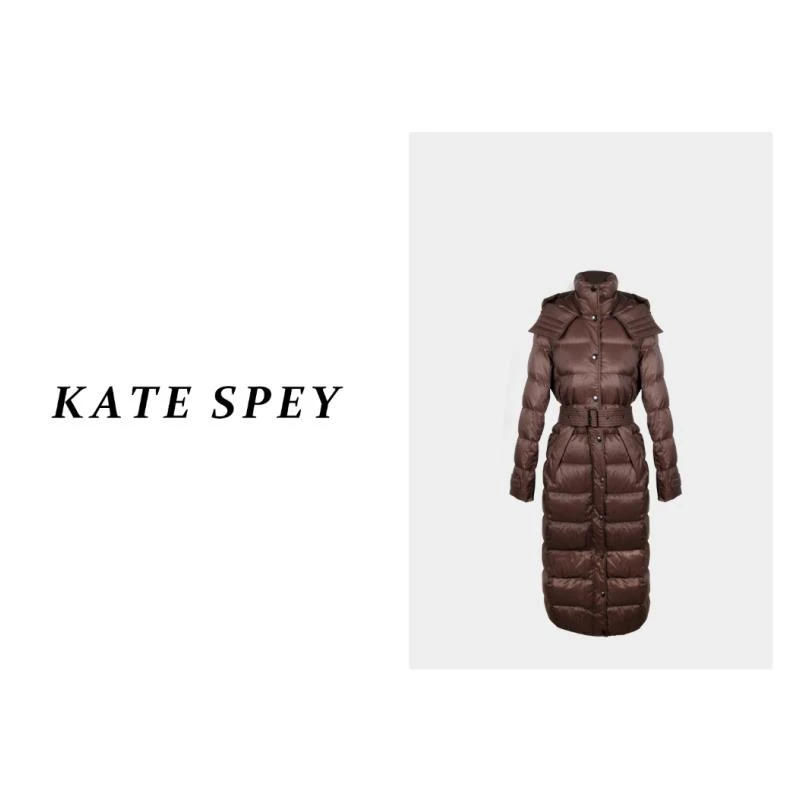 凯特丝蓓780#长款连帽过膝修身显瘦时尚冬装女羽绒外套