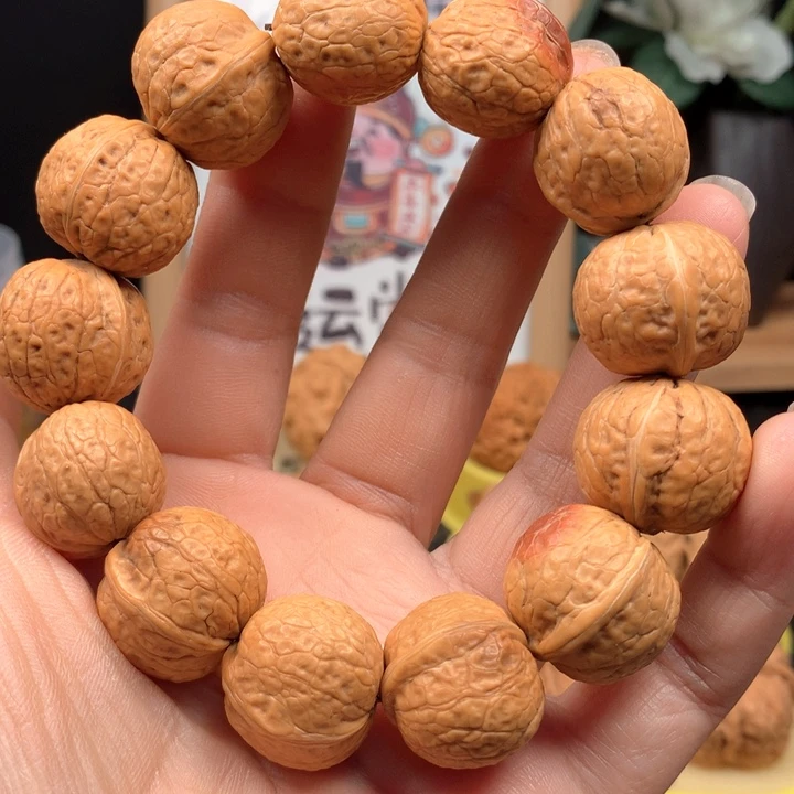 桃核把件蛇皮球手串20尺寸