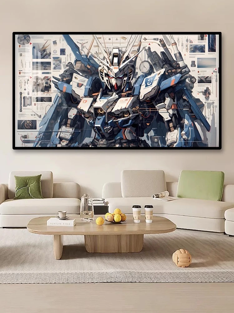 现代简约沙发背景装饰画高达挂画独角兽海报电竞房间客厅卧室床头