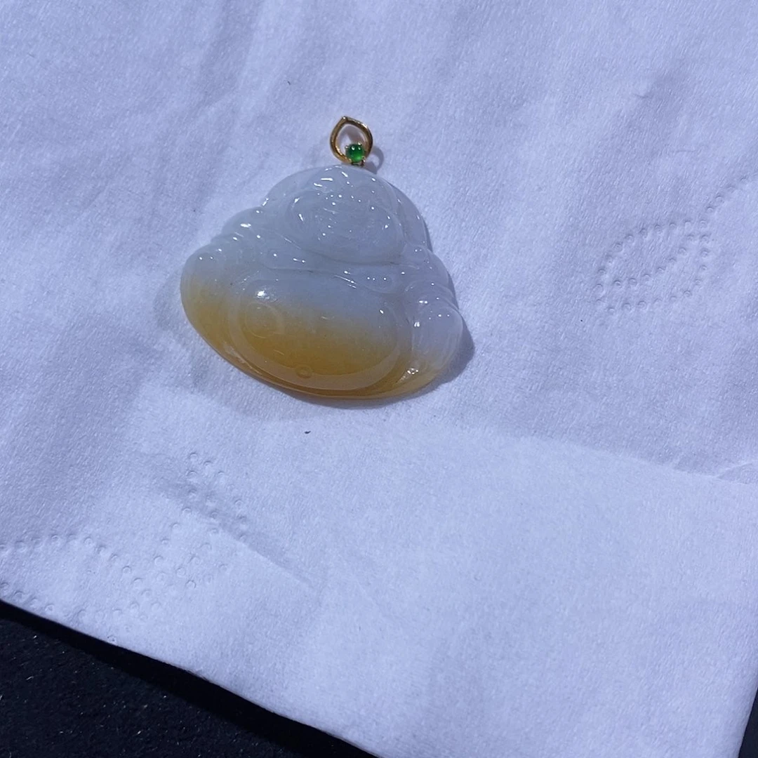 翡翠吊坠(不含链)18K金镶嵌