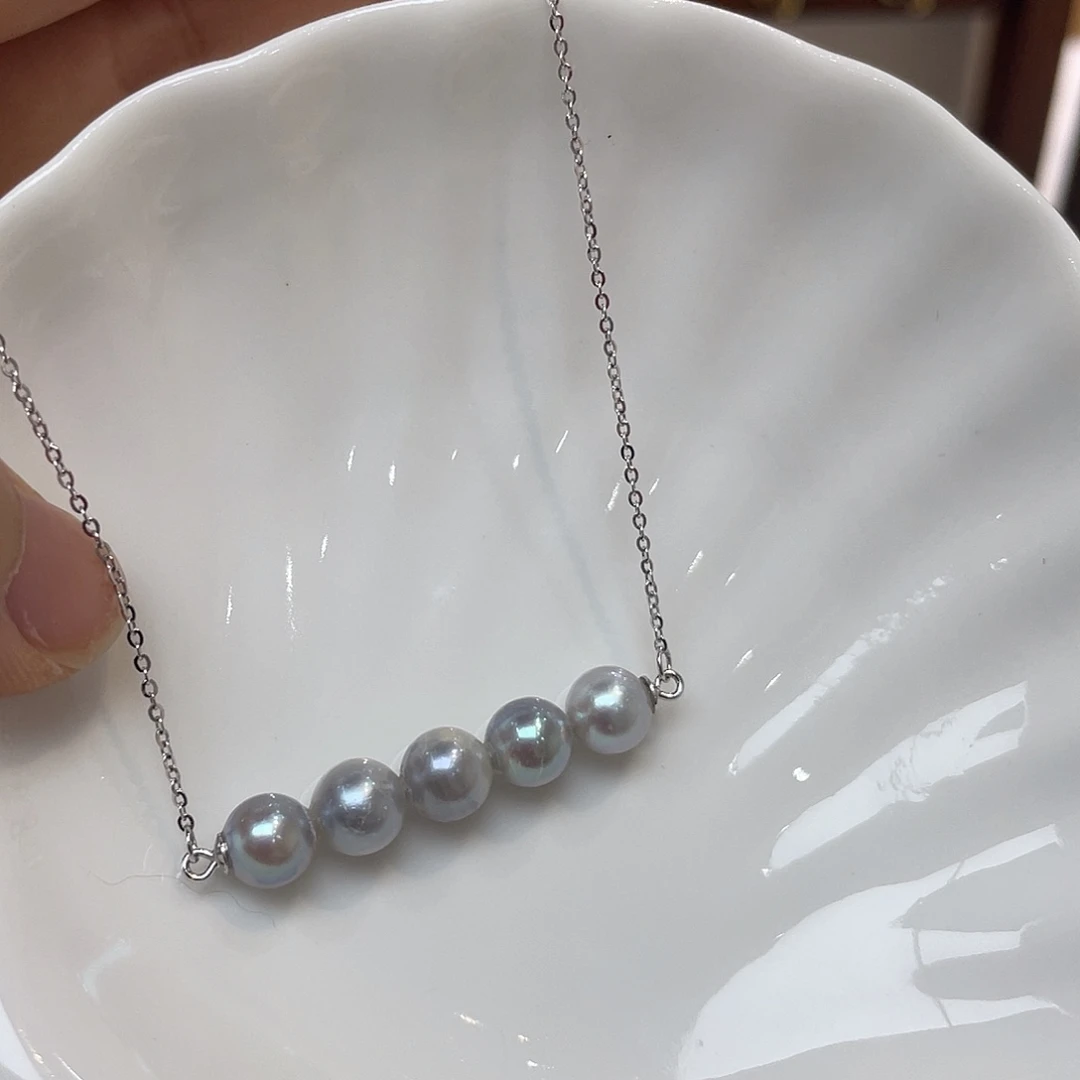 项链银S925镶嵌海水珍珠