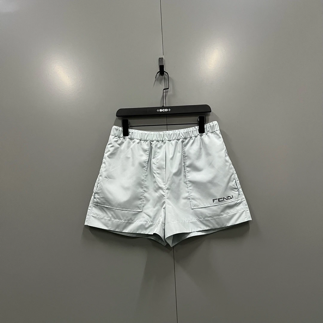 未使用 FENDI/芬迪 ab911 019482 淡蓝色字母徽标短裤 L码