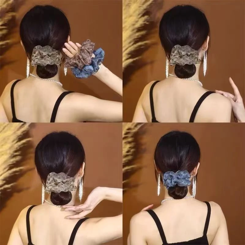 高级感法式欧根纱烫钻扎头发皮筋发圈女气质时尚简约百搭头饰头绳