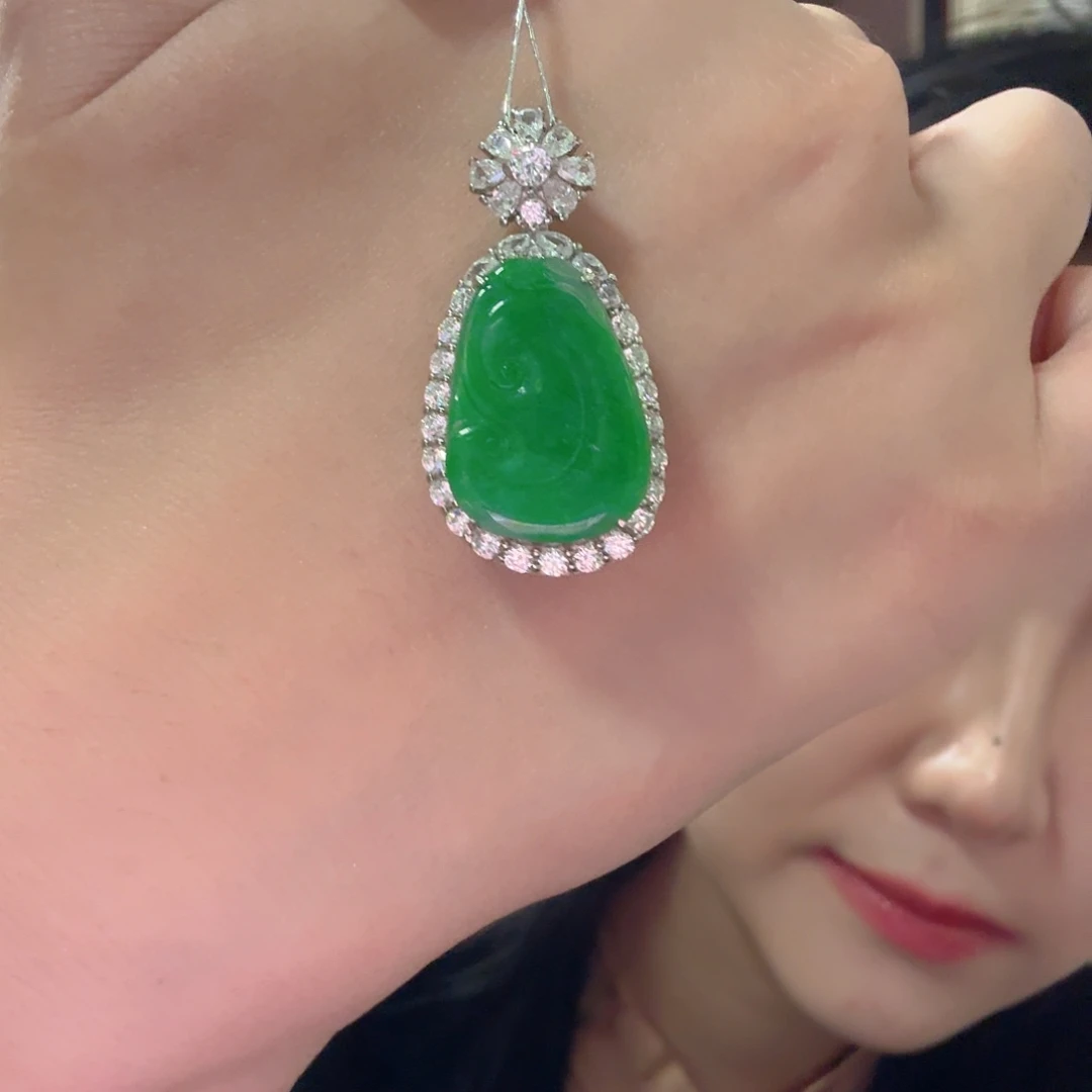 翡翠银S925镶嵌吊坠(不含链)吊坠