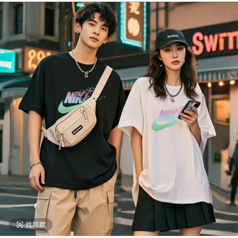 【商场同款】夏季时尚情侣装宽松圆领短袖T恤ins百搭休闲潮流半袖