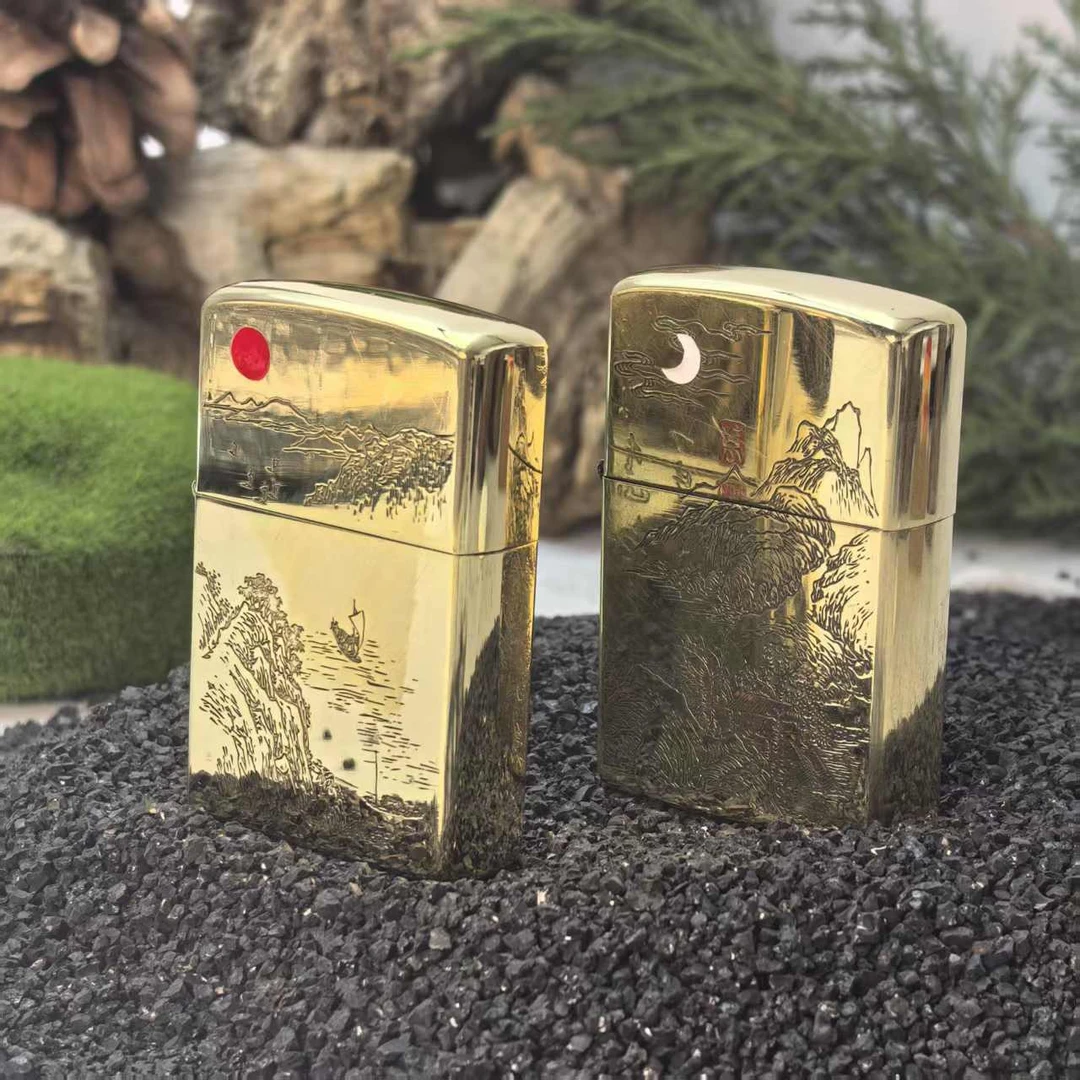 珍藏版日月山河  煤油打火机高颜值高档男生礼品老式防风