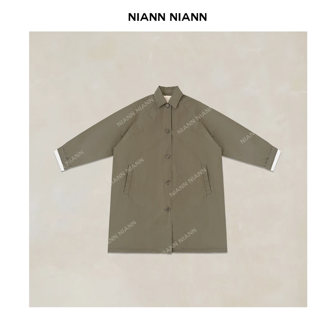 NiannNiann 新品女装定制全棉宽松松弛感水洗风衣外套15139