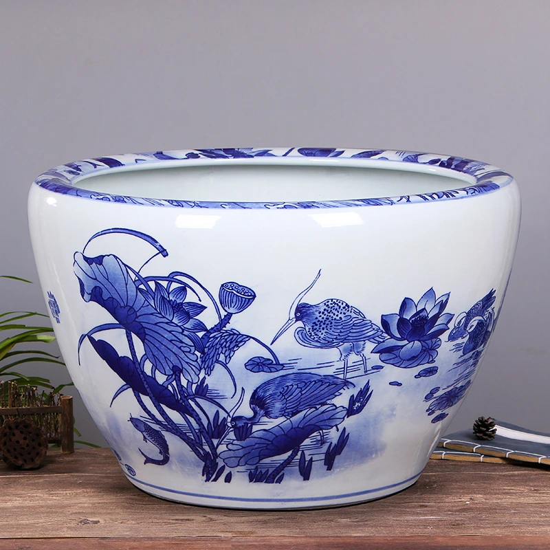 景德镇陶瓷摆件鱼缸流水器喷泉家用鱼缸大号客厅加湿招财