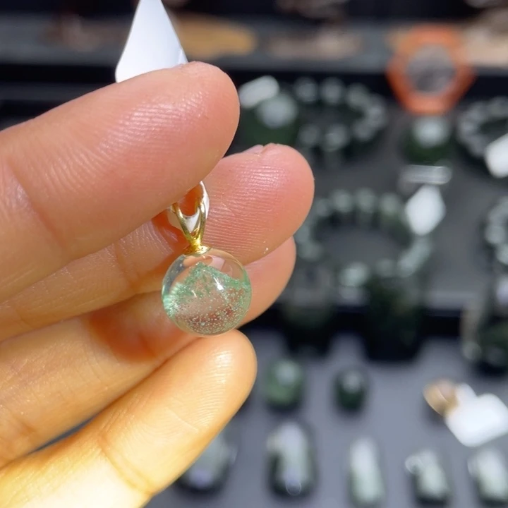 水晶颈饰18K金镶嵌翠幽灵单珠定制