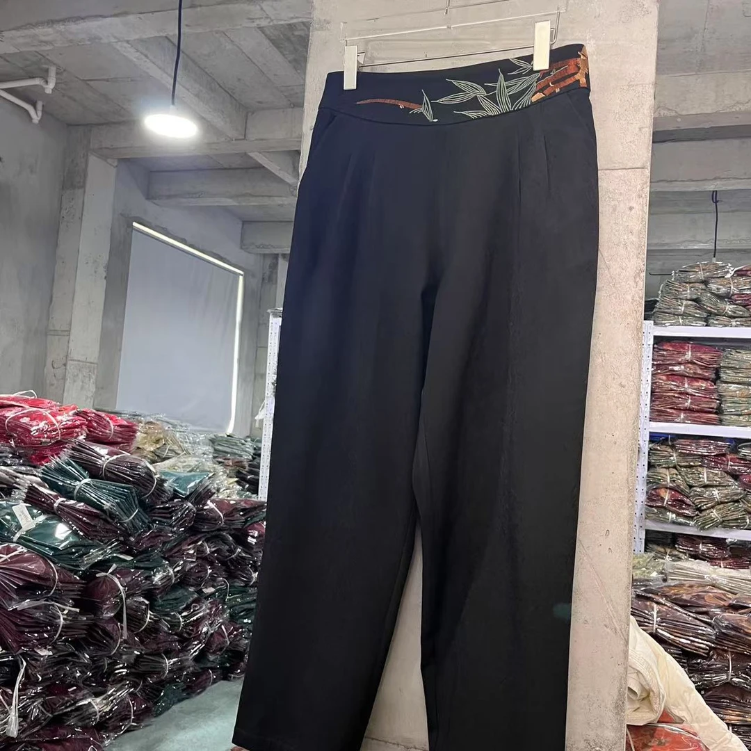 【云裳】气质黑色女士宽松时尚百搭保暖萝卜裤休闲长裤6601