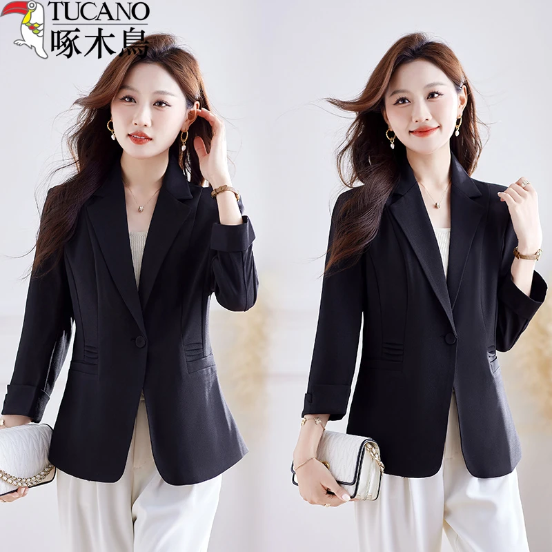 TUCANO/啄木鳥春夏新款职业七分袖气质韩版小西装女酒店工作服装