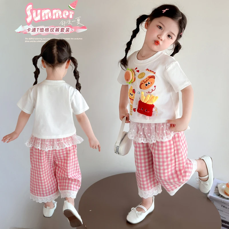 儿童衣服女童夏2025新款超好看汉堡薯条女宝宝夏装小女孩衣服夏款