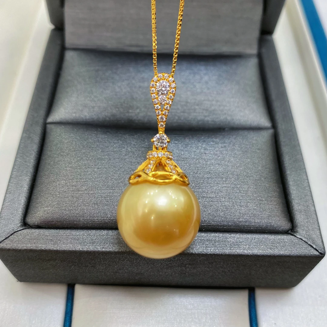 14-15mm南洋金珠吊坠高品质几乎无暇k金基本无暇