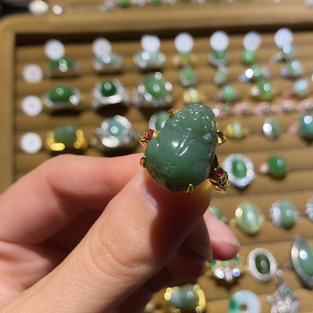 和田玉银S925镶嵌戒指