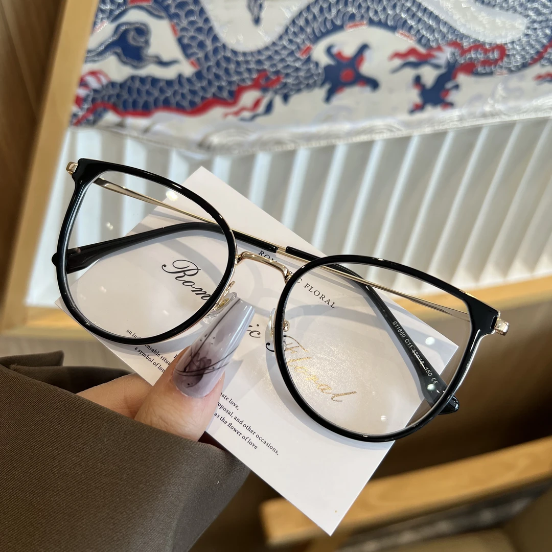 新款大框显脸小小猫眼型眼镜