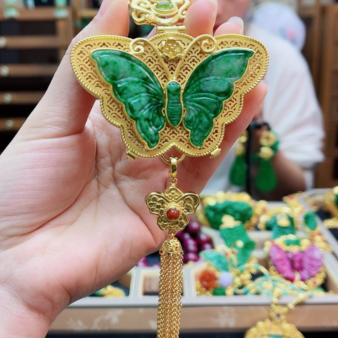 颈饰银S925镶嵌翡翠48小时鉴赏期1