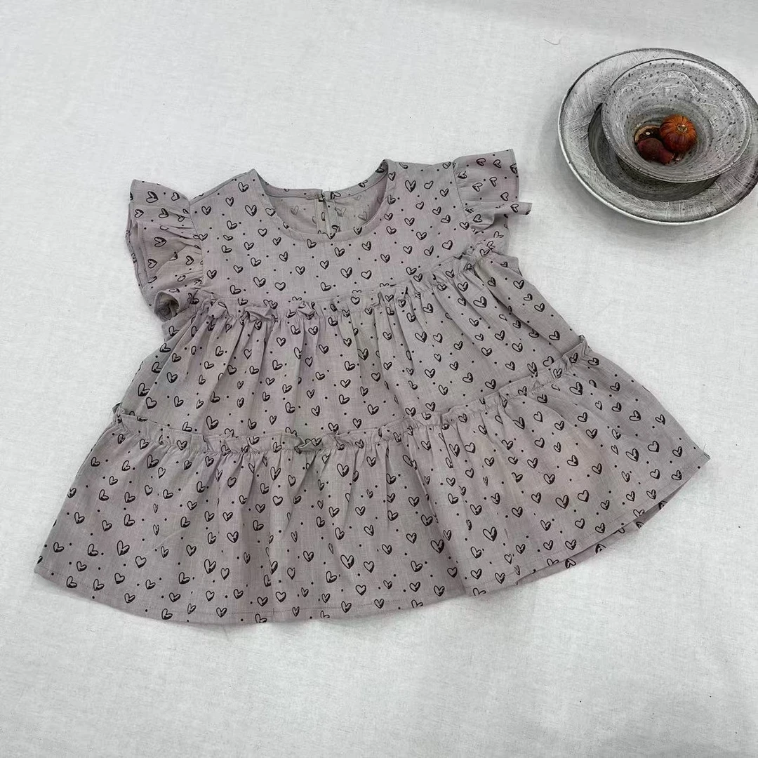 LUCK童装2025春款儿童萌娃穿搭立体感满印爱心娃娃衫衬衫26602