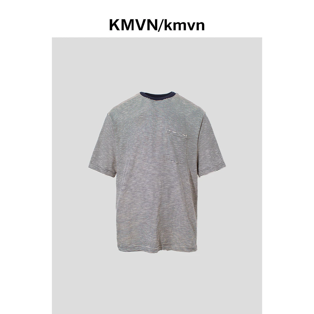 kmvn/kmvn【云息】2025夏季新款潮流时尚原创设计休闲口袋条纹短袖