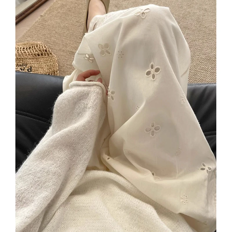 夏季2025新款设计感镂空蕾丝拼接阔腿休闲裤高腰百搭宽松休闲裤