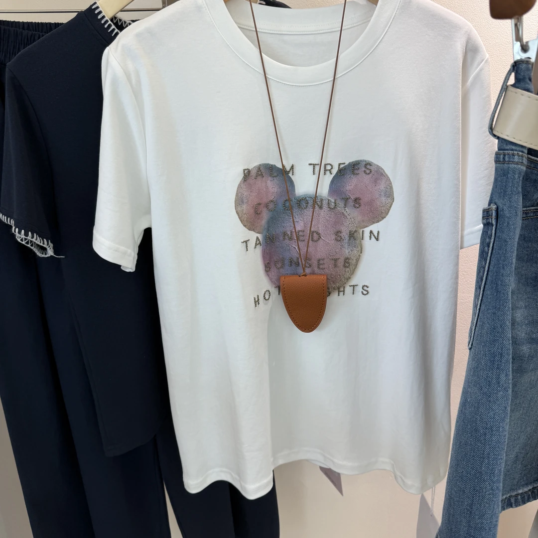 【可可家】重工刺绣字母T恤6813