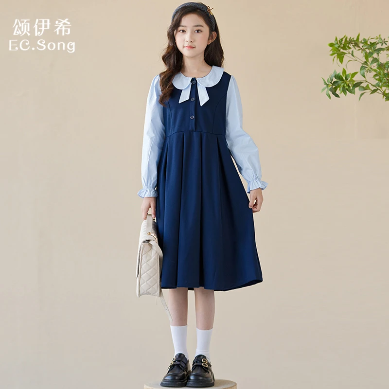 女童连衣裙2025春季新款中大童女孩好看裙子儿童学院风公主裙春秋
