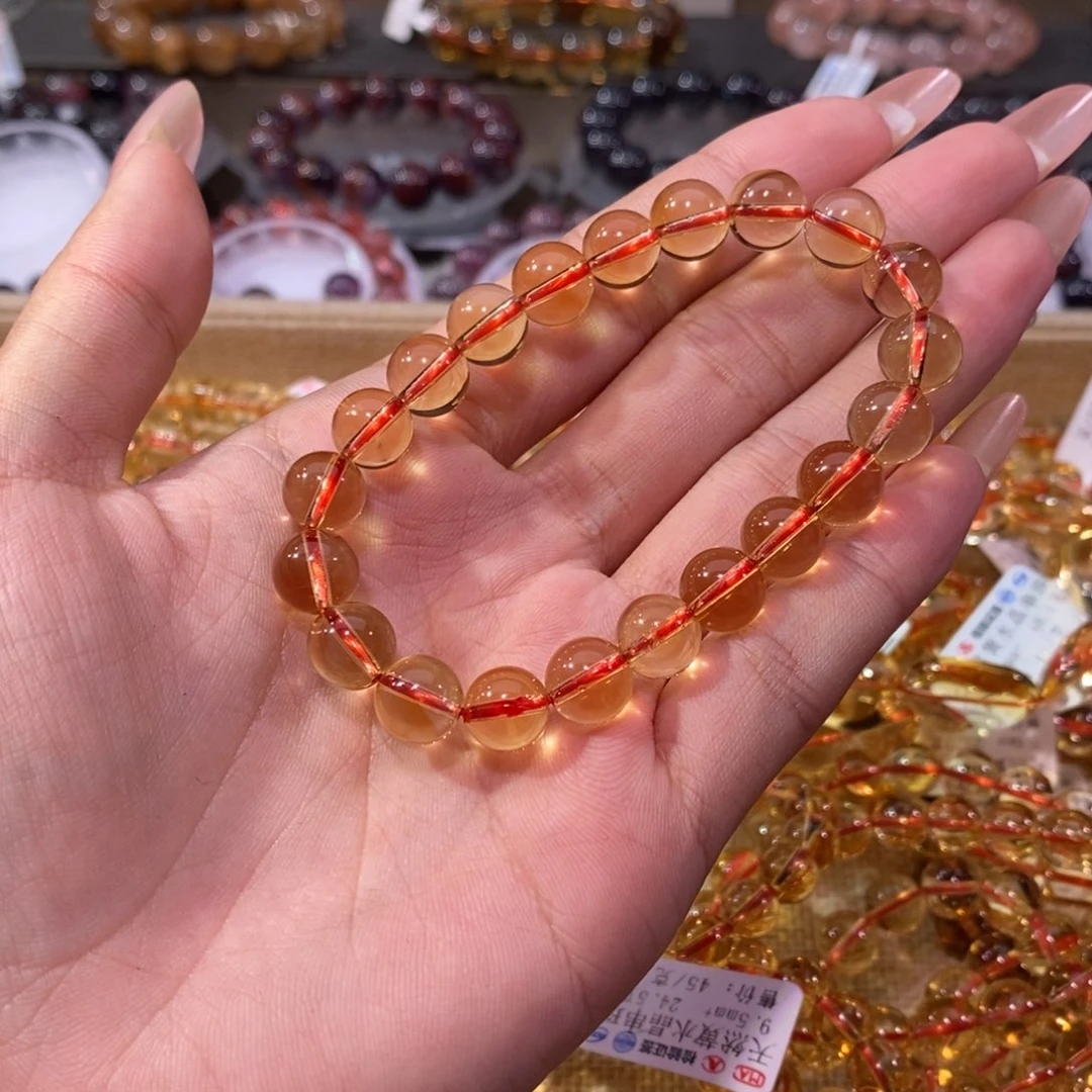 水晶手串未镶嵌流****_黄水晶9+