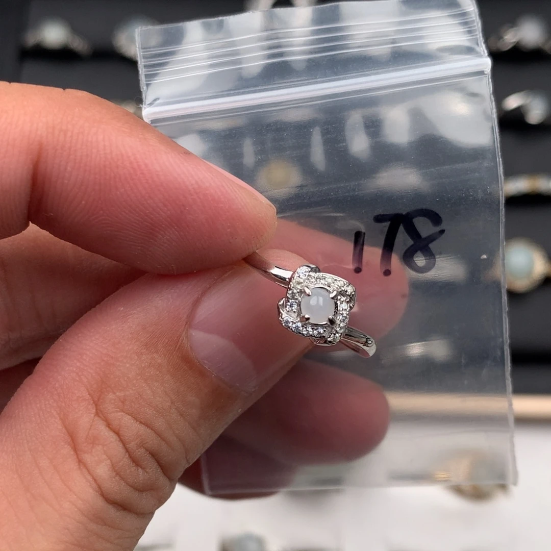 翡翠银S925镶嵌戒圈178