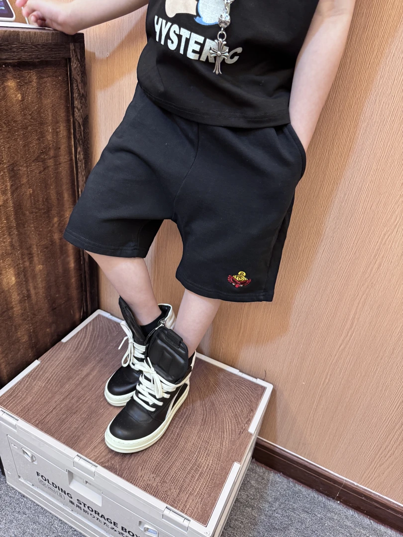 令佳潮牌夏季儿童黑超刺绣短裤2733薄款童装男童裤子五分裤洋气