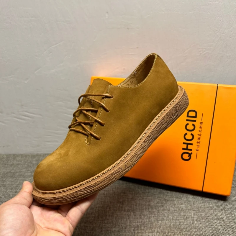 广州手工潮鞋男2025秋冬新款男鞋真皮复古鞋男时尚透气休闲鞋板鞋