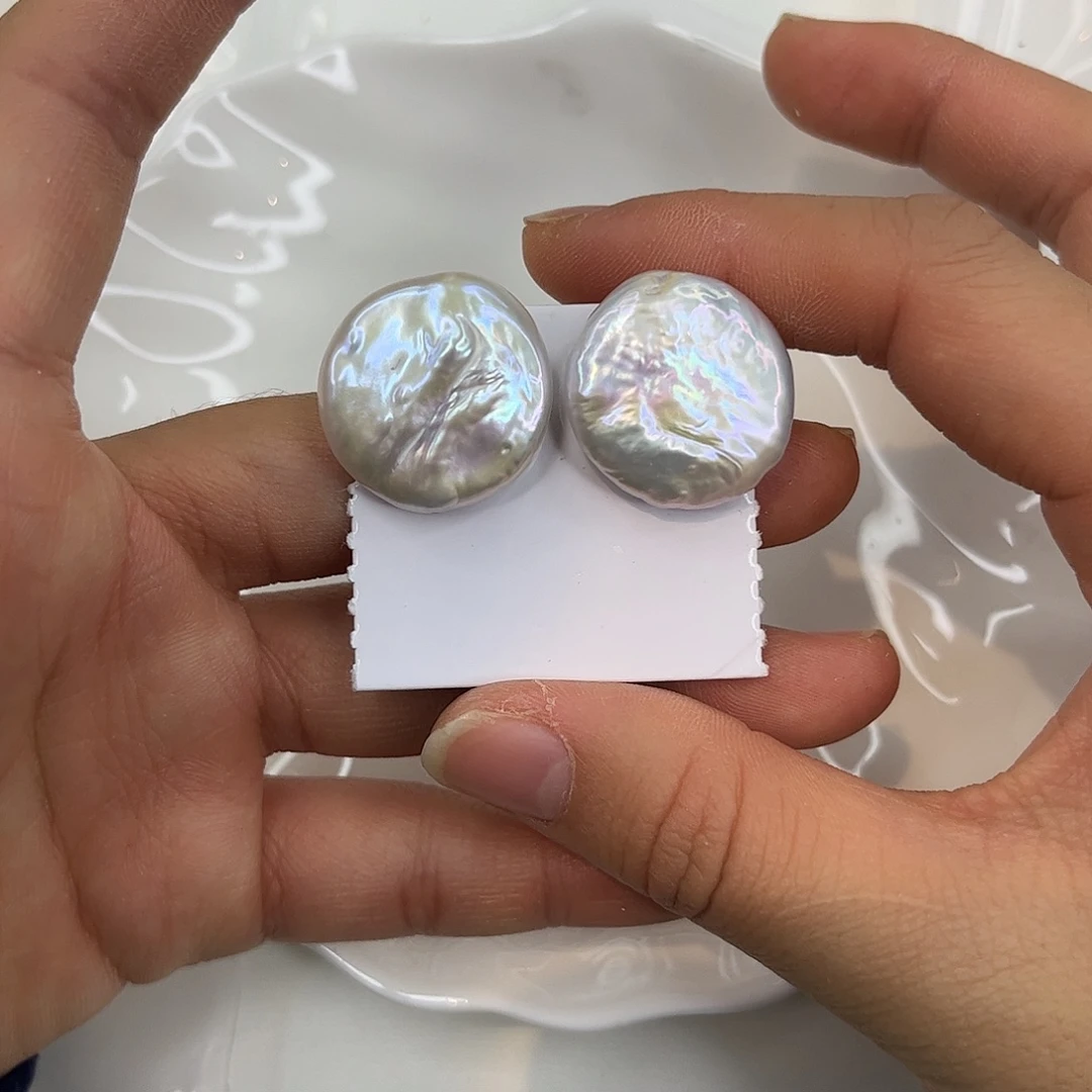 银S925镶嵌淡水珍珠耳饰