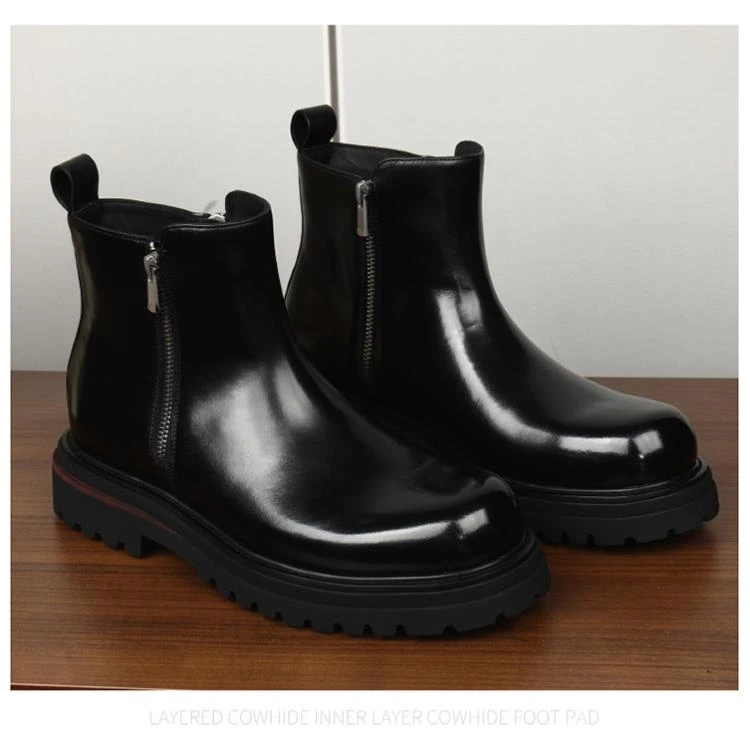 英伦厚底增高高皮靴商务正装真皮短靴马丁靴保暖休闲马丁靴时尚