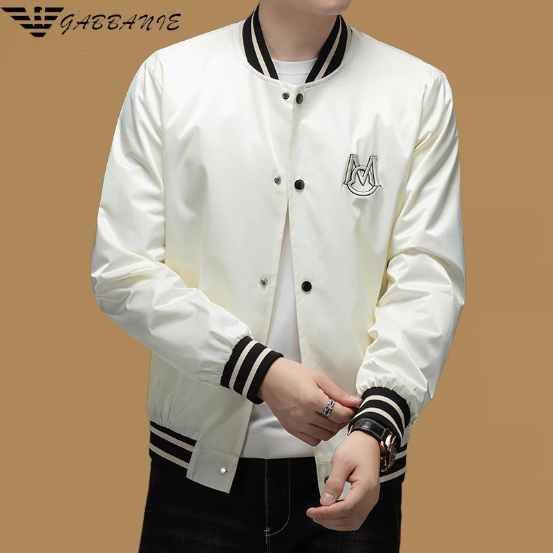 意大利夹克男士新款秋季棒球领青年上衣帅气百搭韩版丝滑面料外套