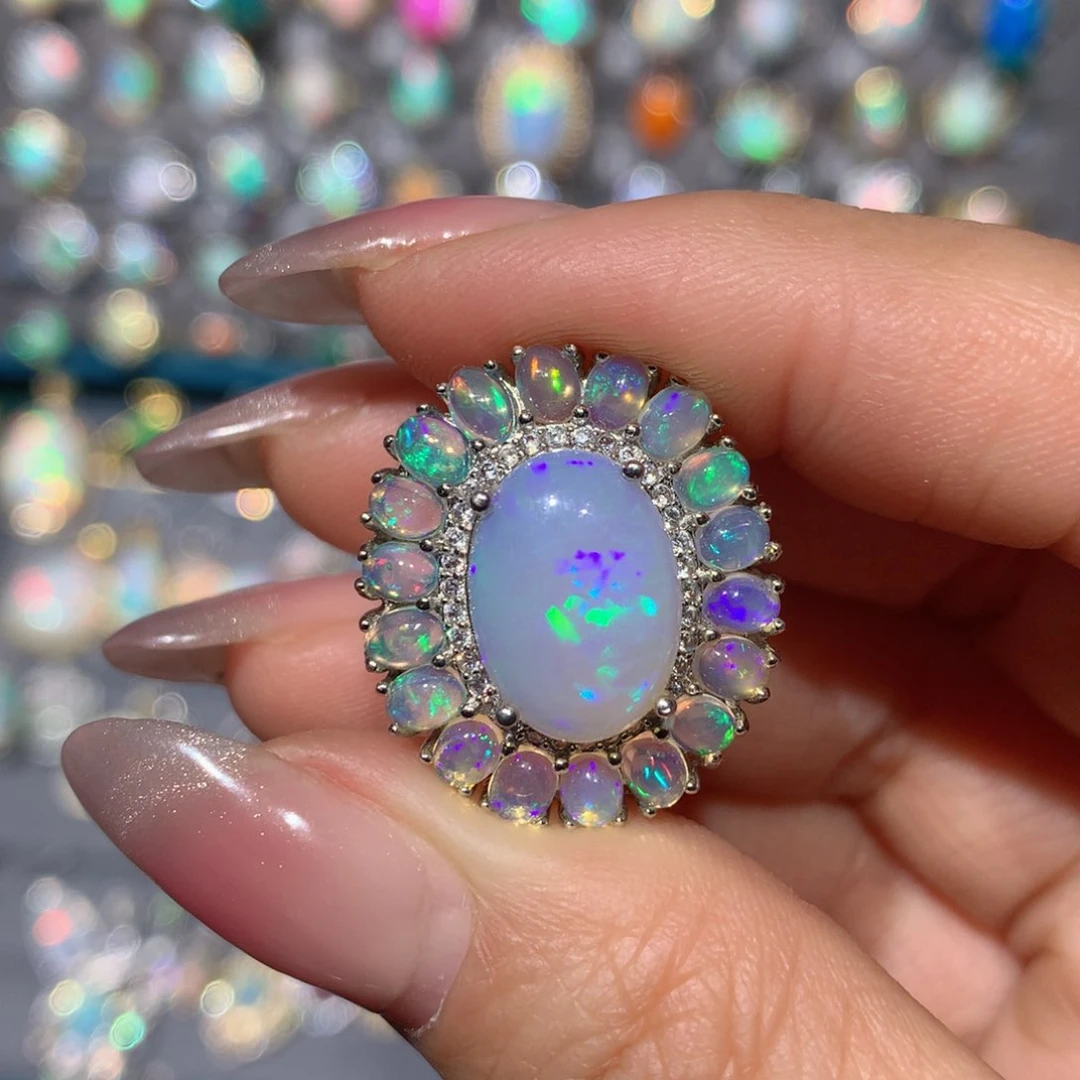 欧泊福利戒指银S925镶嵌