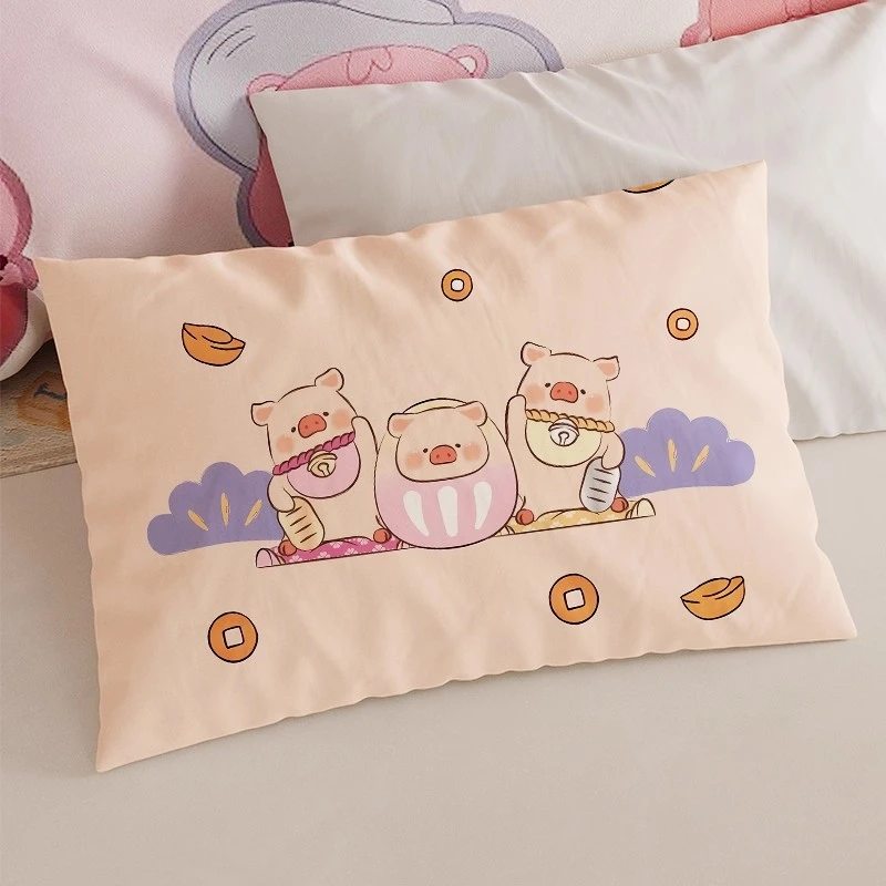 lulu猪枕套可爱粉红猪猪女孩学生宿舍办公室午休枕头芯套子四季款