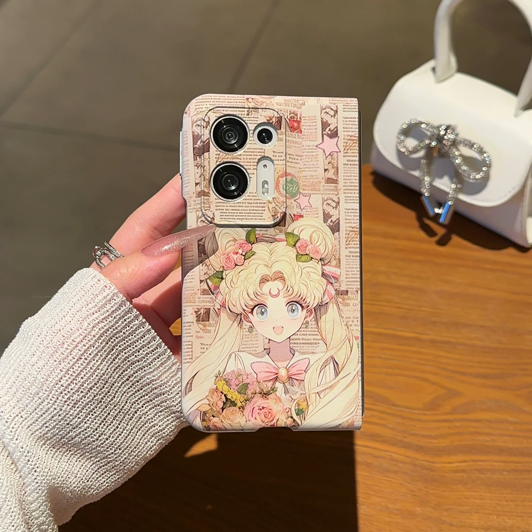 适用【OPPOFINDN2】新品美少女金属漆折叠防摔高颜值手机壳女款