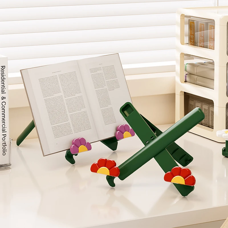 2025新款高颜值花朵造型桌面平板支架便携可折叠支架宿舍阅读书架