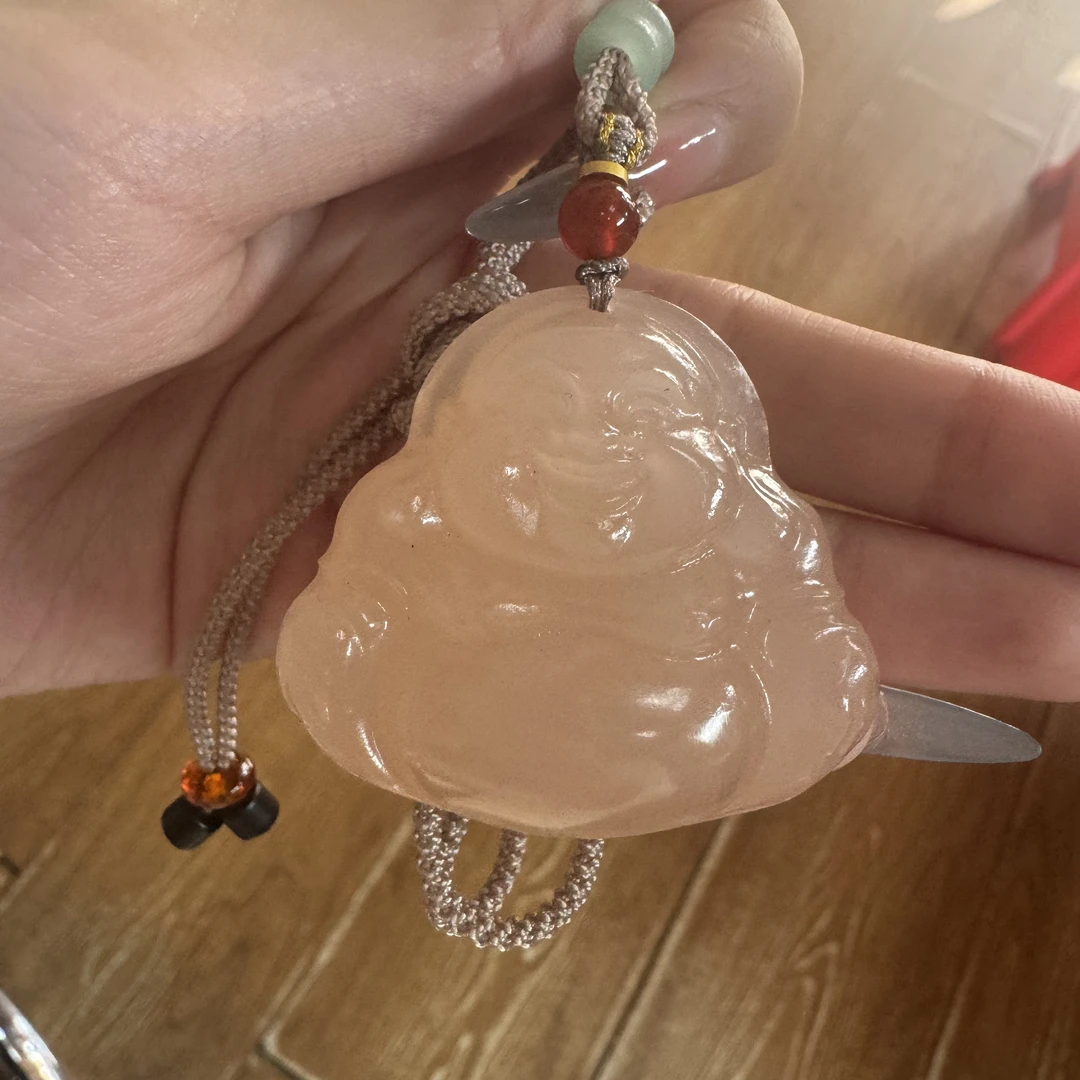 西柚粉佛公大吊坠