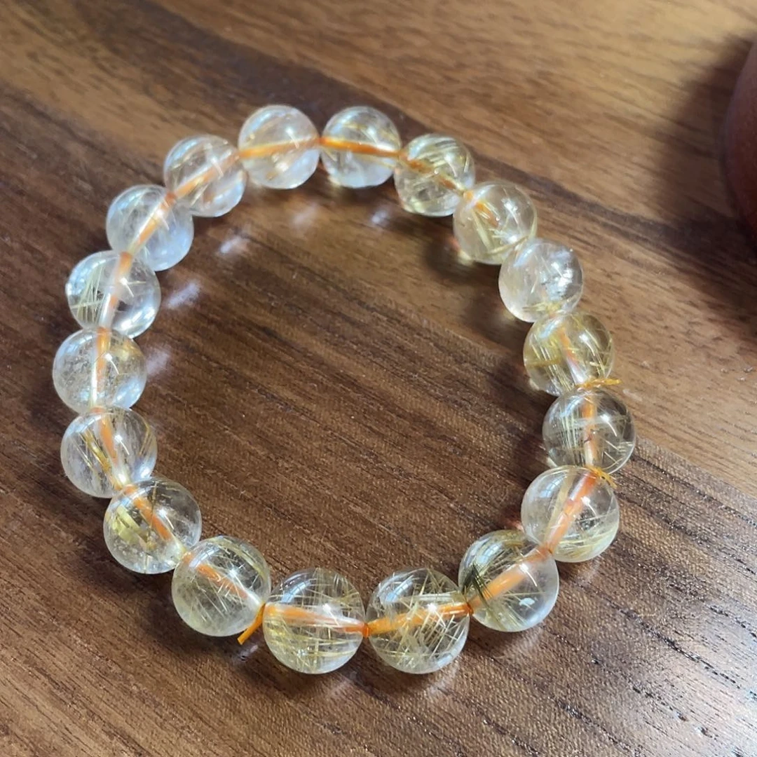 发晶手串未镶嵌天然金发晶手串