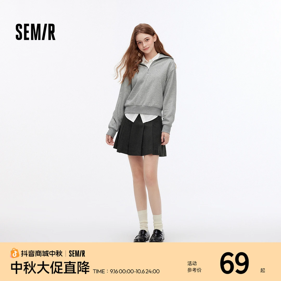 森马半身裙女百搭学院风显瘦短裙俏皮小个子秋格子百褶裙时尚通勤