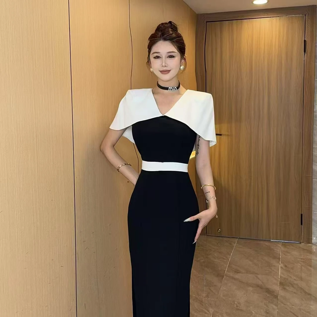 【MD原创·宵夜】2025夏季新款显瘦气质时尚收腰拼接百搭简约连衣裙