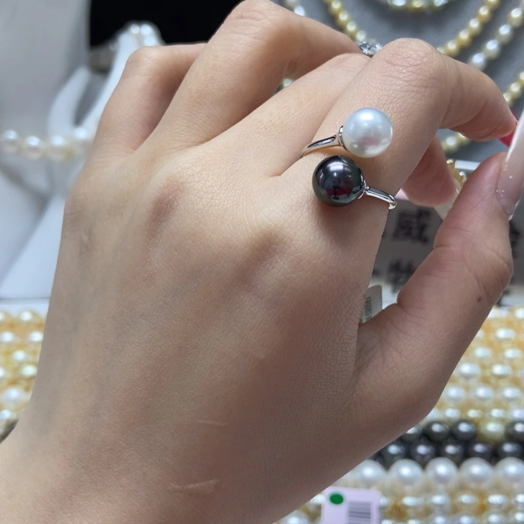 海水珍珠戒圈银S925镶嵌
