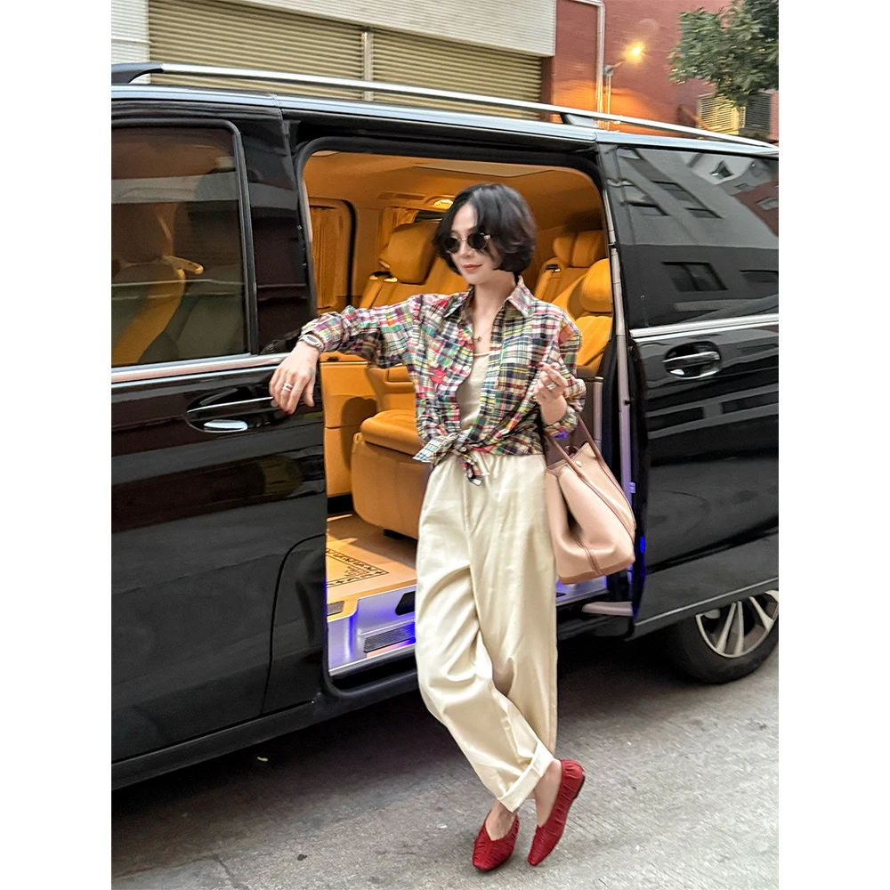 SHIIEELL重磅精梳棉高克重廓形老钱风洋气百搭萝卜休闲裤Z2377