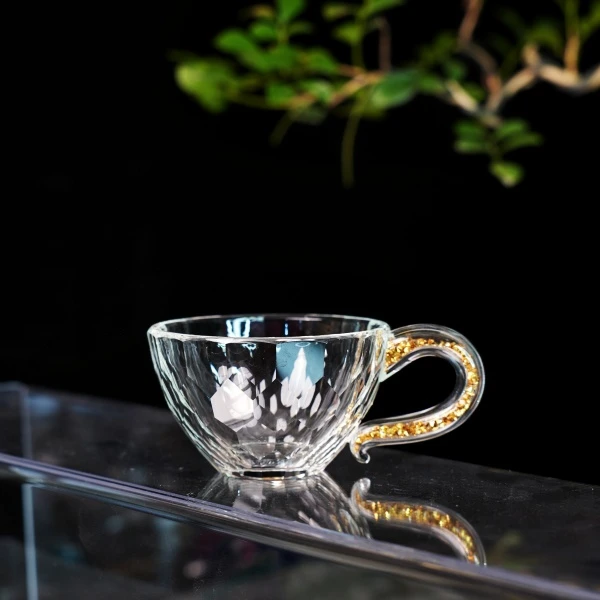 玺宴新款水晶切面高档轻奢家用主人杯75MLB款弯把小茶碗茶具