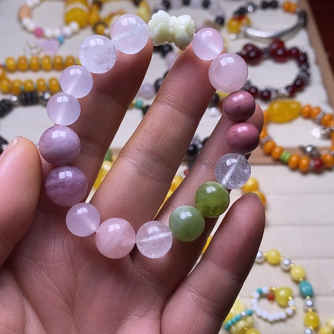 蛇纹石玉合金手链