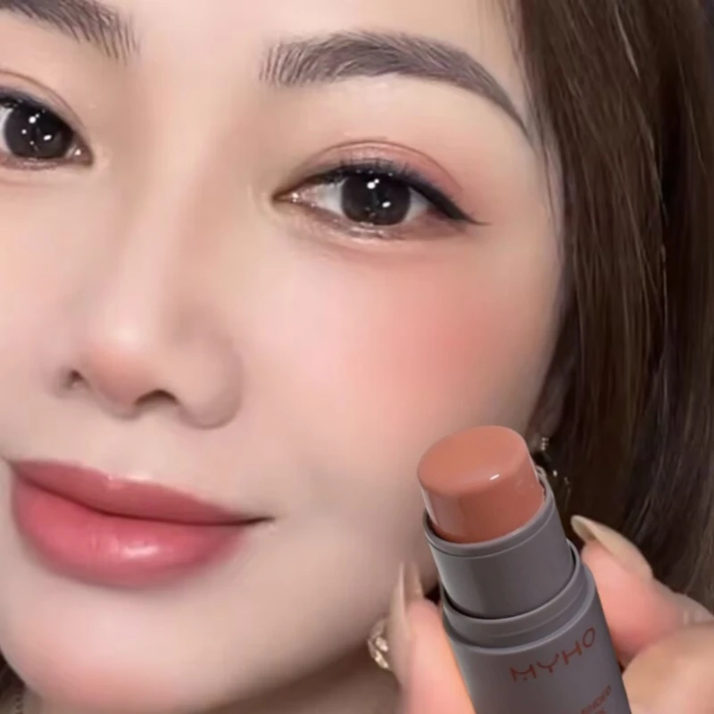 双头海绵单色腮红膏自然显色红润膨胀色修容晒红胭脂棒